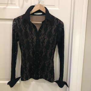 Ann Fontaine Black Lace Blouse